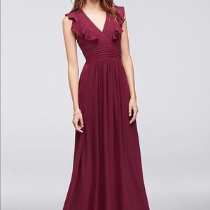 David’s Bridal burgundy bridesmaid dress
